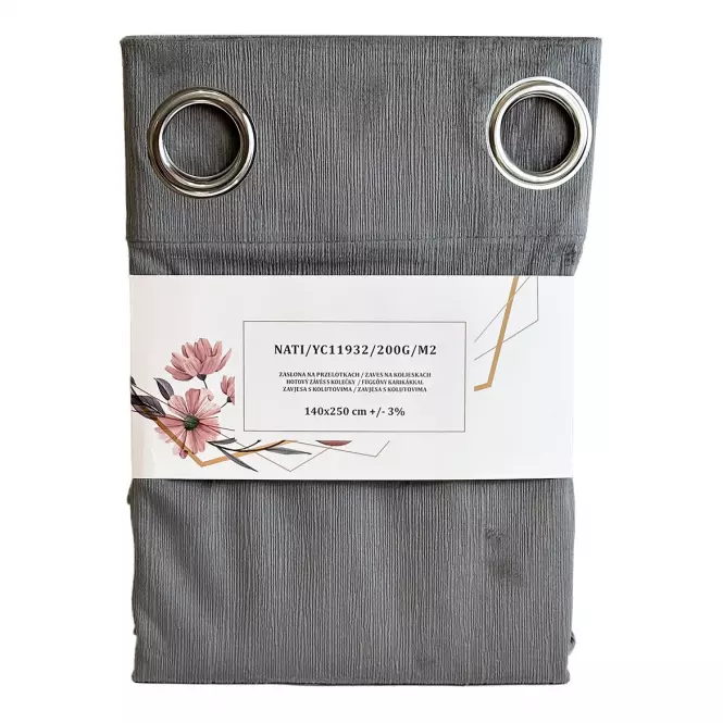 Függöny karikákkal YC11932/200G/053/140x250 cm szürke,4