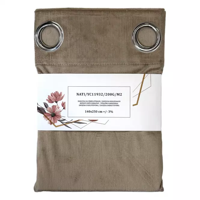 Függöny karikákkal YC11932/200G/060/140x250 cm bézs,4