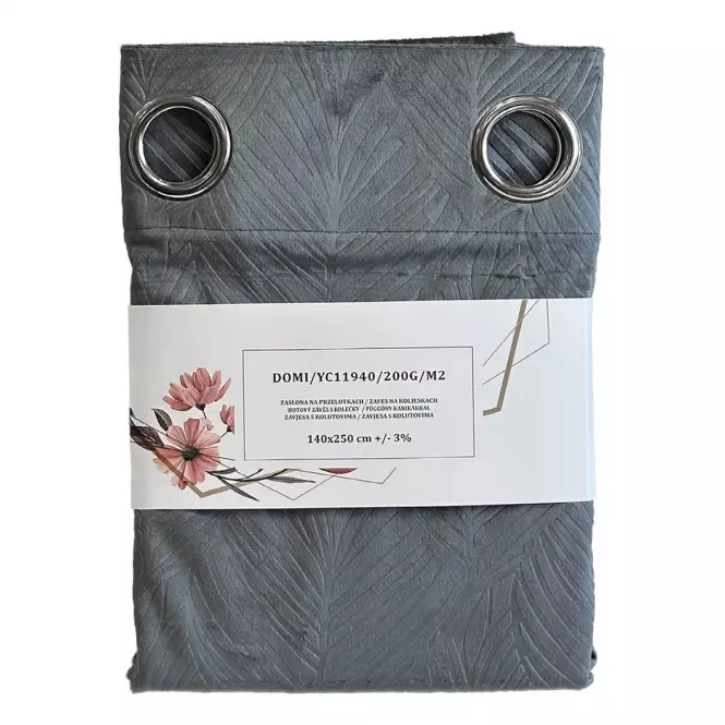 Függöny karikákkal YC11940/200G/117/140x250 cm szürke