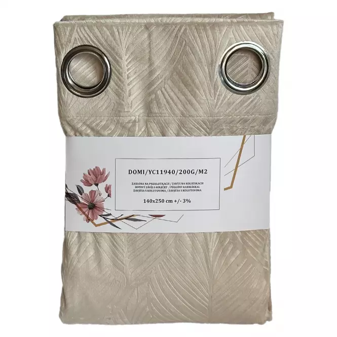 Függöny karikákkal YC11940/200G/200G/113/140x250 cm bézs,4
