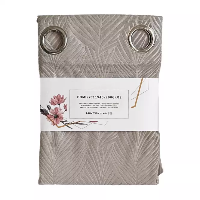 Függöny karikákkal YC11940/200G/122/140x250 cm szürke,4