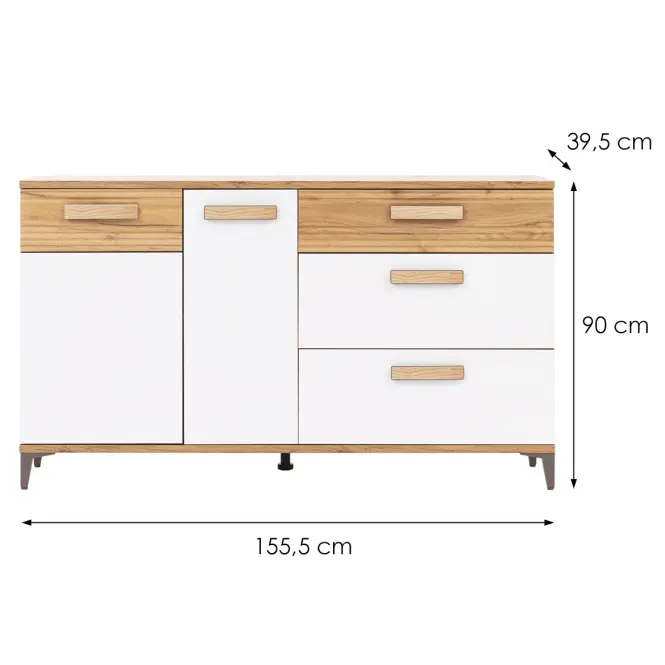 Komód Snobi Sb04 Tölgy Craft/Alpesi Fehér