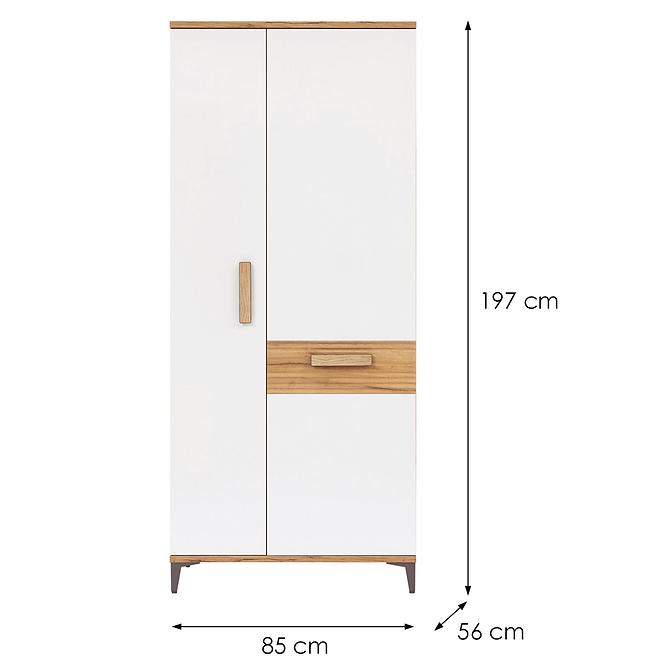 Szekrény Snobi Sb11 Tölgy Craft/Alpesi fehér