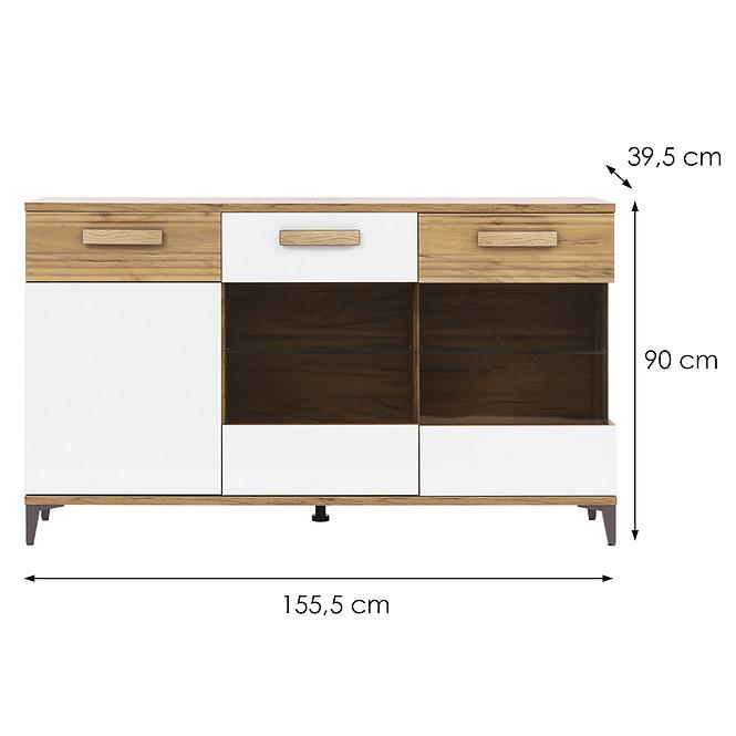 Pohárszék Snobi Sb05 Tölgy Craft/Alpesi fehér,2