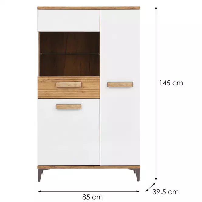 Vitrin Snobi Sb06 Tölgy Craft/Alpesi fehér,2