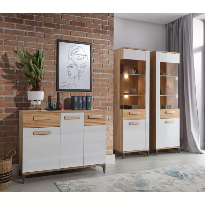 Vitrin Snobi Sb07 Tölgy Craft/Alpesi fehér