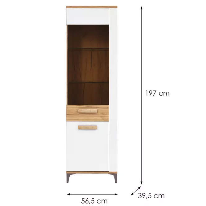 Vitrin L Snobi Sb08 Tölgy Craft/Alpesi fehér,2
