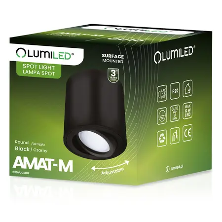 Lámpa Amat 84mm Black O K1