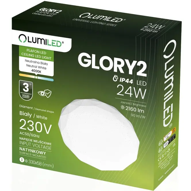 Lámpa Glory 24w 4000k Diament Ip44 Pl1
