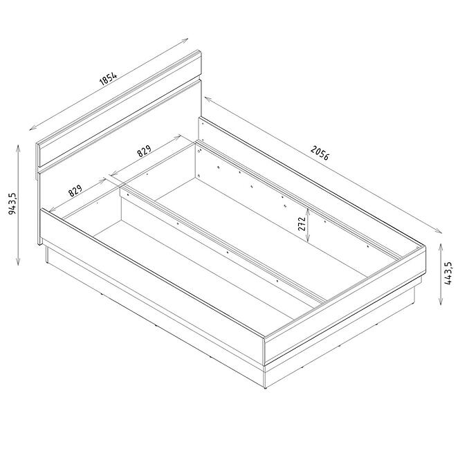 Ágy Lionel Li12/180 tölgy S./ Fehér,3