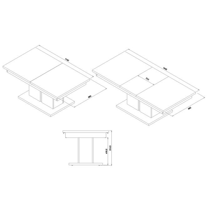 Dohányzóasztal Snobi Sb13 Tölgy Craft/Alpesi fehér,3