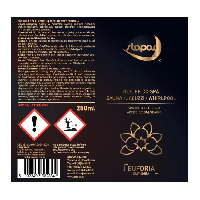 Illatolaj Gyógymedencékhez 250ml Euforia,2