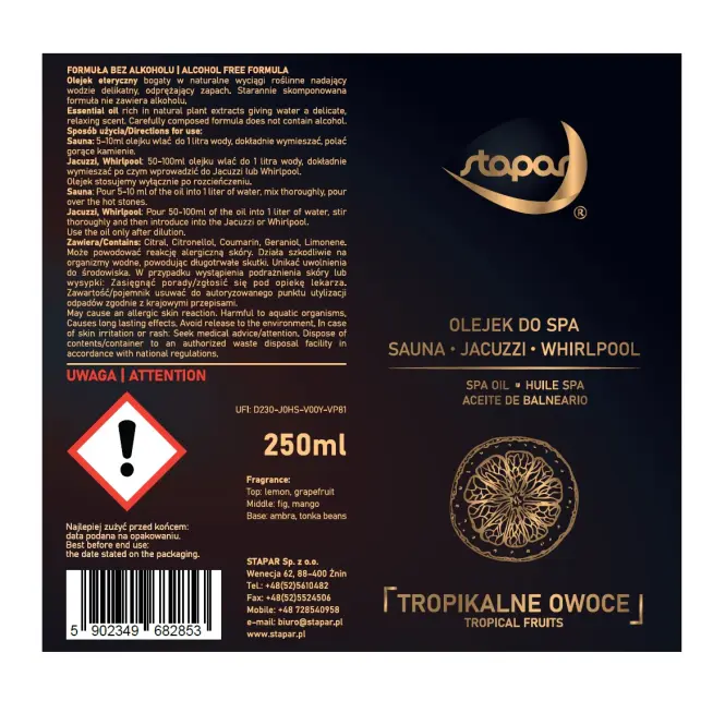 Illatolaj fürdőmedencékhez 250ml Trópusi gyümölcsök