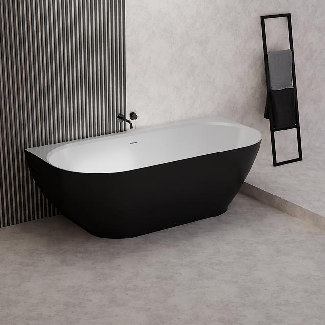 Kád Lesla 168x82 konglomerátum fekete/fehér matt