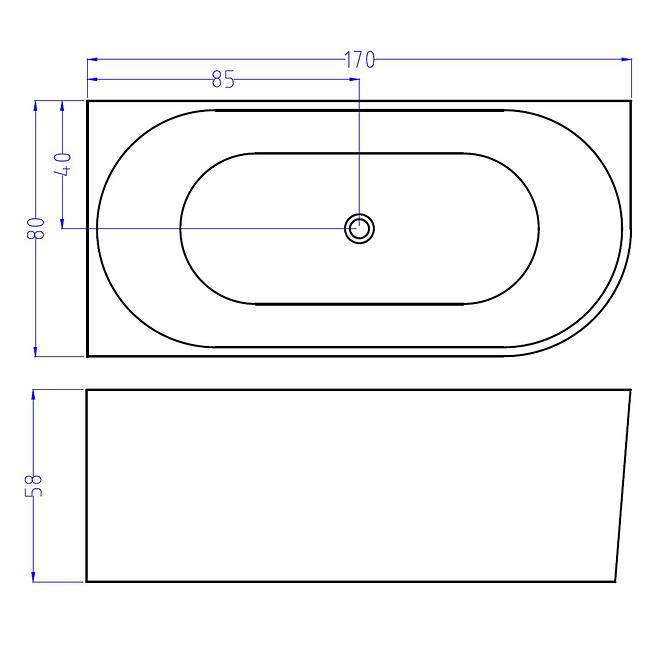 Szabadon álló kád Omega 170x80x58 balos,5