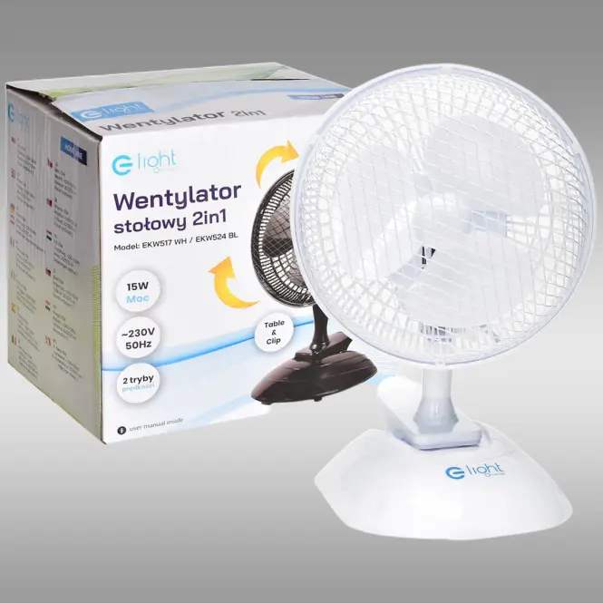 Ventilátor Table  EKW517 White 6” 2in1