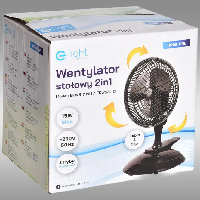 Ventilátor Table EKW524 Black 6” 2in1