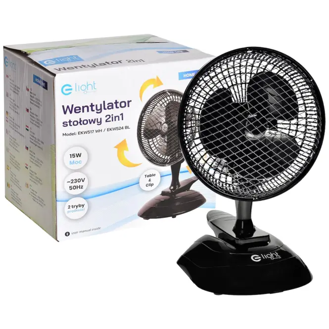 Ventilátor Table EKW524 Black 6” 2in1