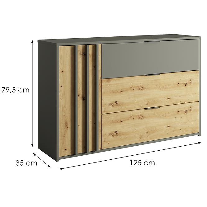 Komód Rimini 1d3sz Szürke/Tölgy Artisan,2