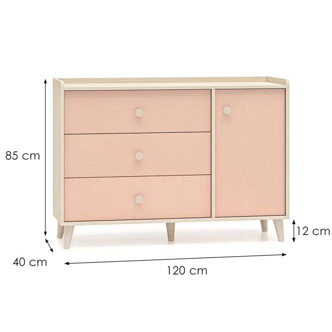 Komód Mevel 05 Sivatagi Homok/Millenial Pink,2
