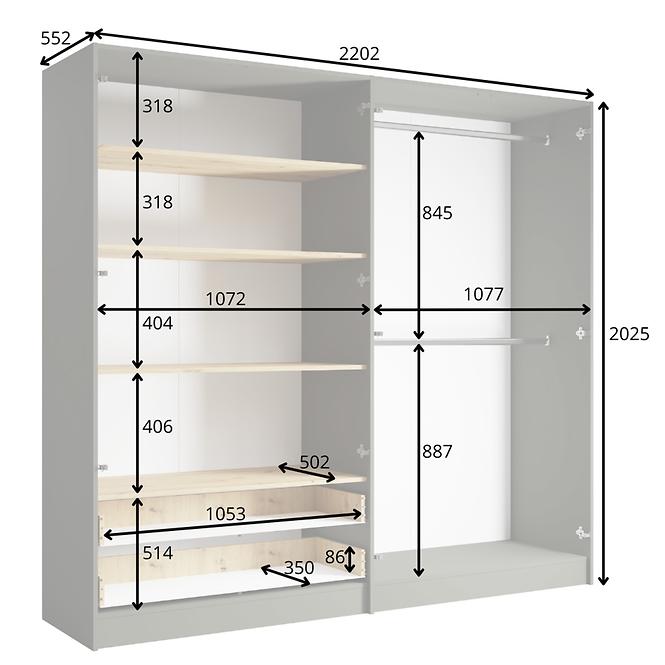 Szekrény Rimini 4d2s Szürke/Tölgy Artisan