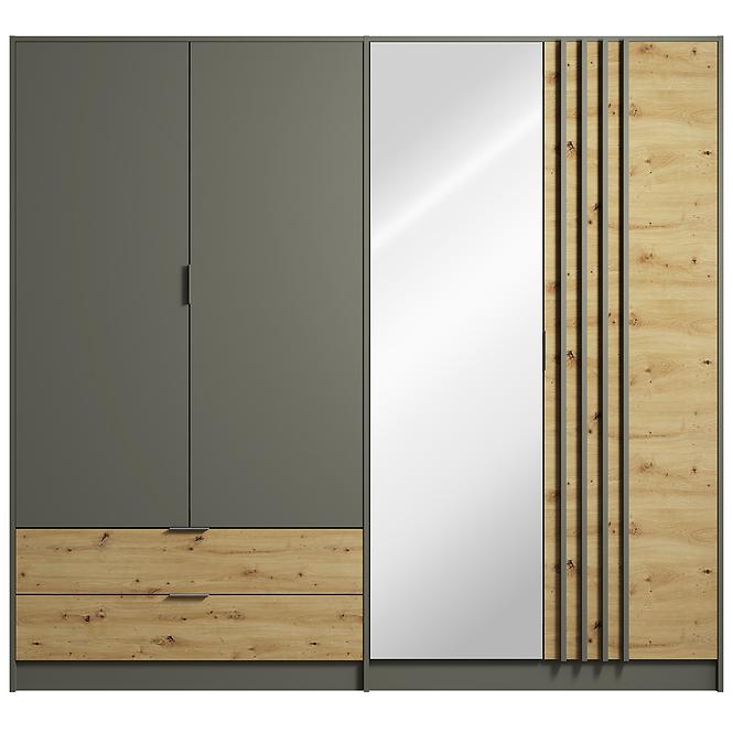 Szekrény Rimini 4d2s Szürke/Tölgy Artisan,5