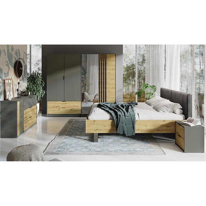 Szekrény Rimini 4d2s Szürke/Tölgy Artisan,9