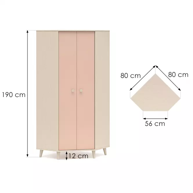 Szekrény  Mevel 01 Sivatagi homok/Millenial Pink
