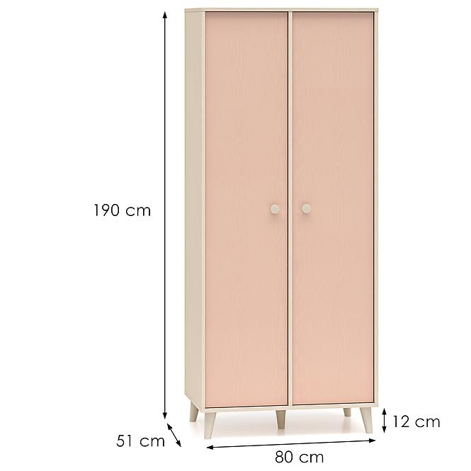Szekrény Mevel 02 Sivatagi homok/Millenial Pink