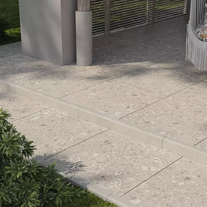 Terasz csempék Terrazzo Stone Warm Beige 20 mm 59,3/59,3 Rekt.