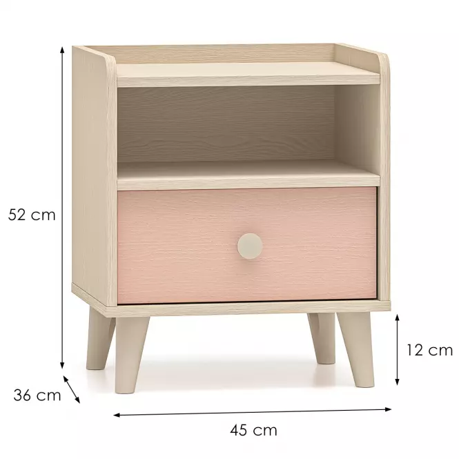 Éjjeliszekrény Mevel 10 Sivatagi homok/Mill. Pink