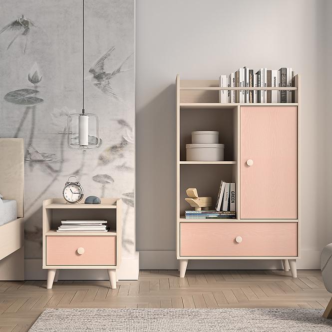Éjjeliszekrény Mevel 10 Sivatagi homok/Mill. Pink