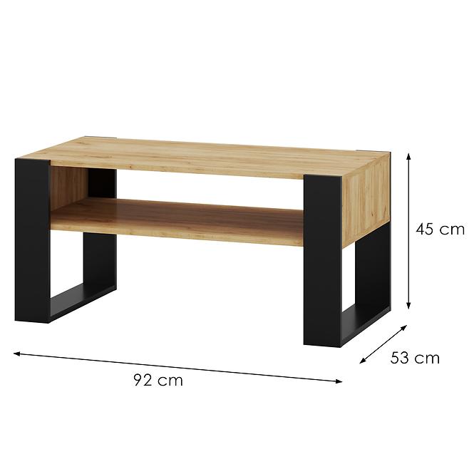 Dohányzóasztal Caro Tölgy Craft/Fekete