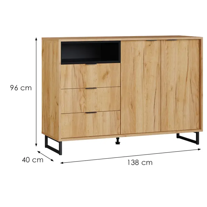 Komód Konor 138 2d3s D.Craft Aranysárga