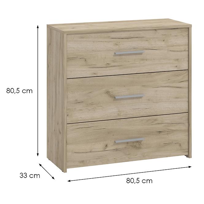 Komoda Garona 3f Szary Dąb 11012273