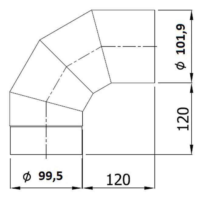 Vékonyfalú fix könyök KS100/90-CZ6