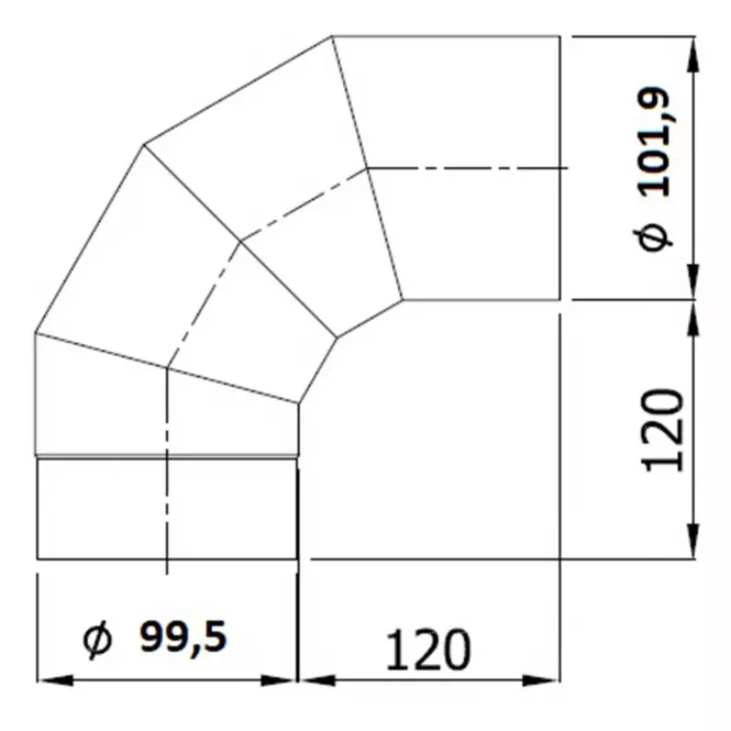 Vékonyfalú fix könyök KS100/90-CZ6,2