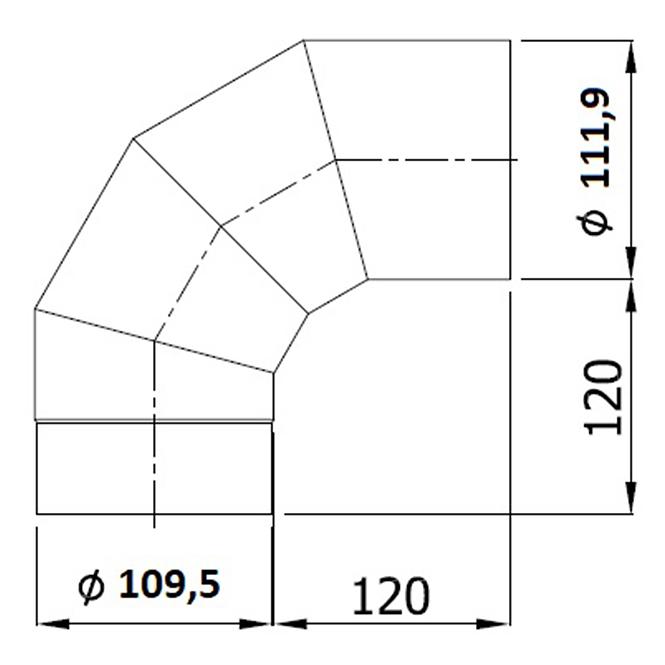 Vékonyfalú fix könyök KS110/90-CZ6