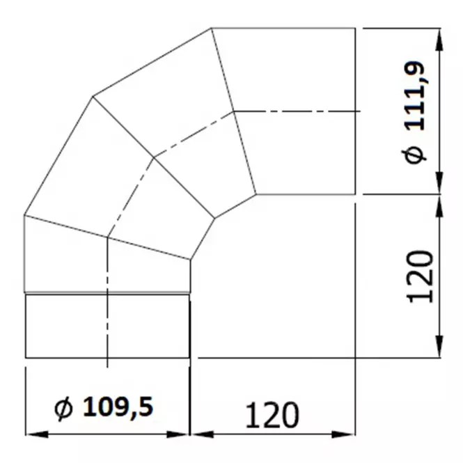 Vékonyfalú fix könyök KS110/90-CZ6,2