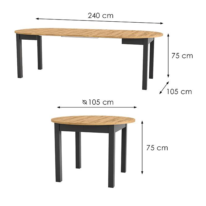 Összecsukható asztal Indus 02 105/240x105cm tölgy craft/fekete,2