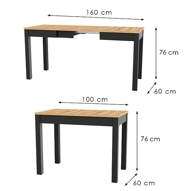 Összecsukható asztal Orion 03 tölgy craft/fekete