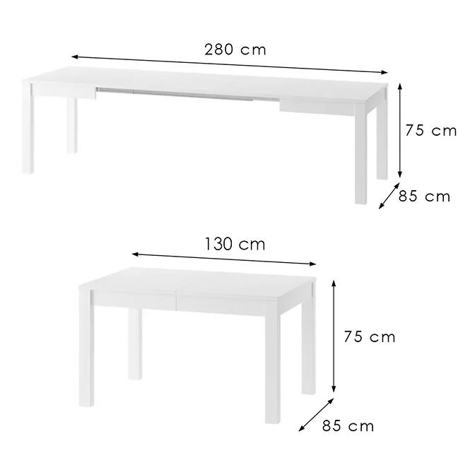Összecsukható asztal Vega 02 130/280x85cm fehér