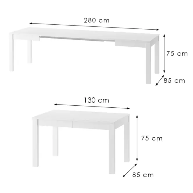 Összecsukható asztal Vega 02 130/280x85cm fehér,2
