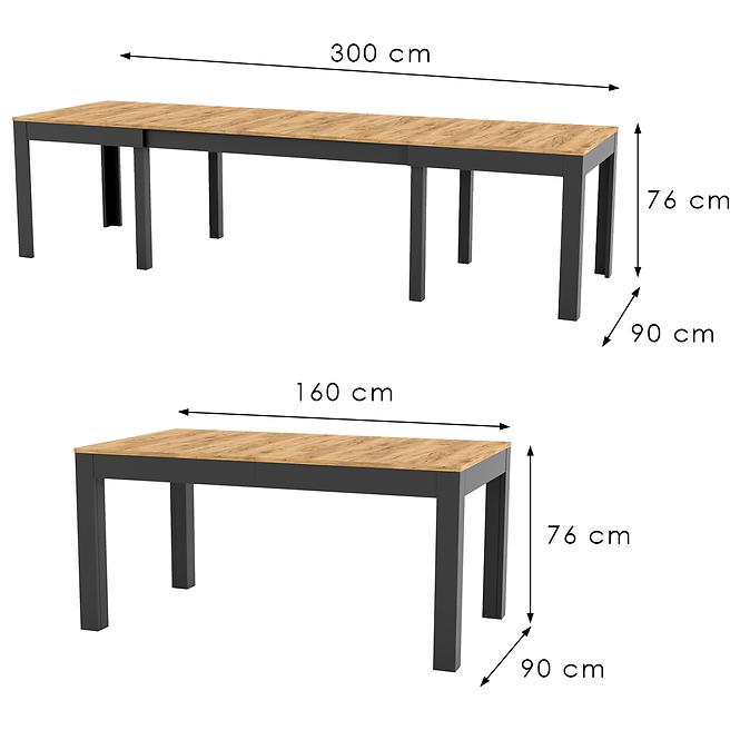 Összecsukható asztal Wenus tölgy craft/fekete