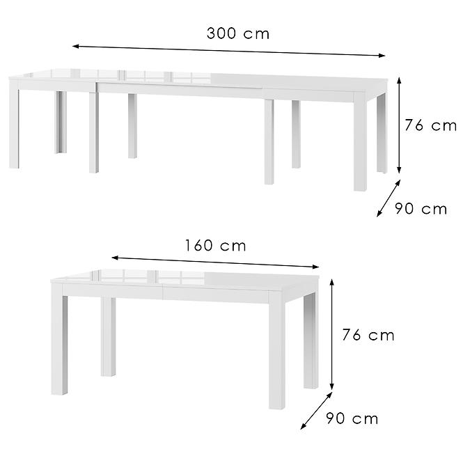 Összecsukható asztal Wenus 160/300x90cm fehér hg