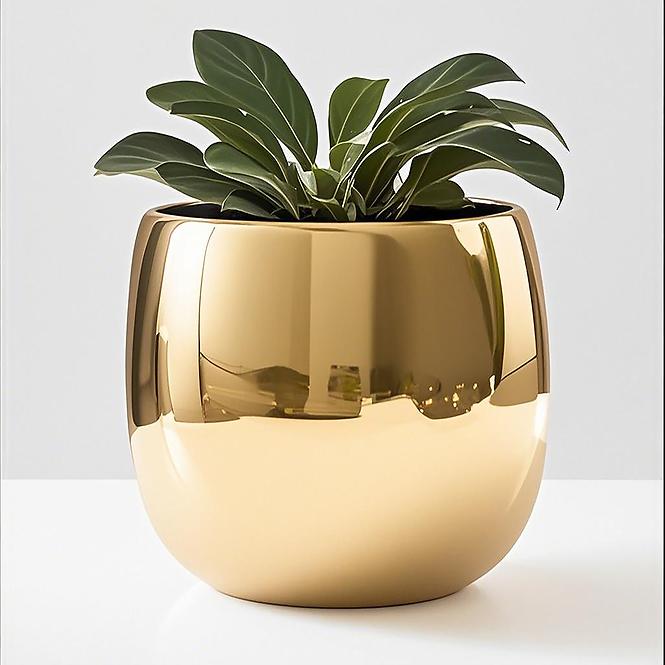 Virágcserép YS44179 Electroplating Effect D16xh15 Gold