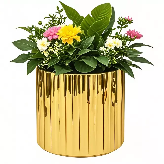 Virágcserép YS44120-S Electroplating Effect D18xh17 Gold