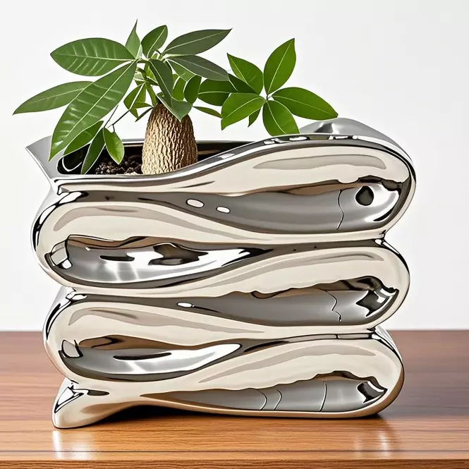 Virágcserép YS44172S Electroplating Effect 14x12x11,5 Silver