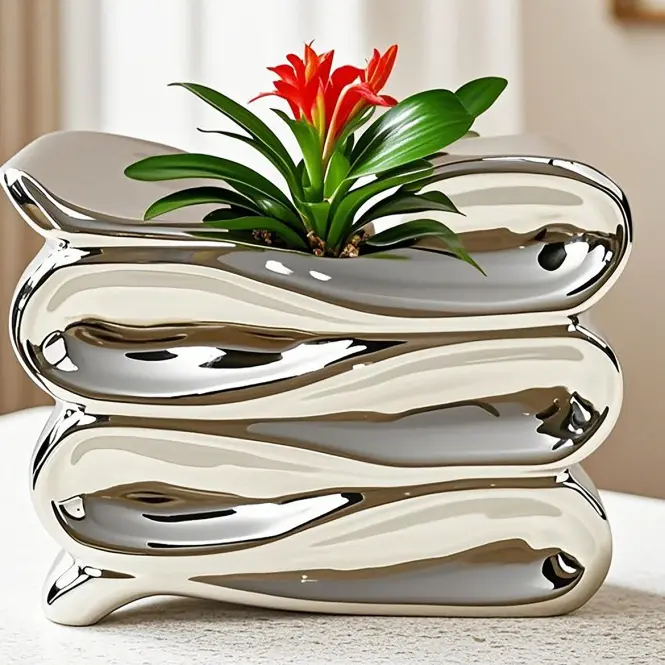 Virágcserép YS44172L Electroplating Effect 16x13,5x13 Silver