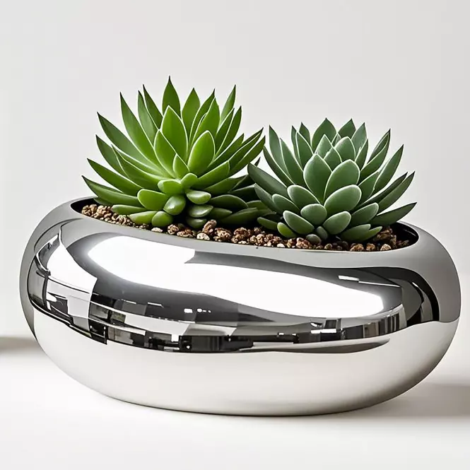 Virágcserép YS44170S Electroplating Effect 16x12x6,5 Silver